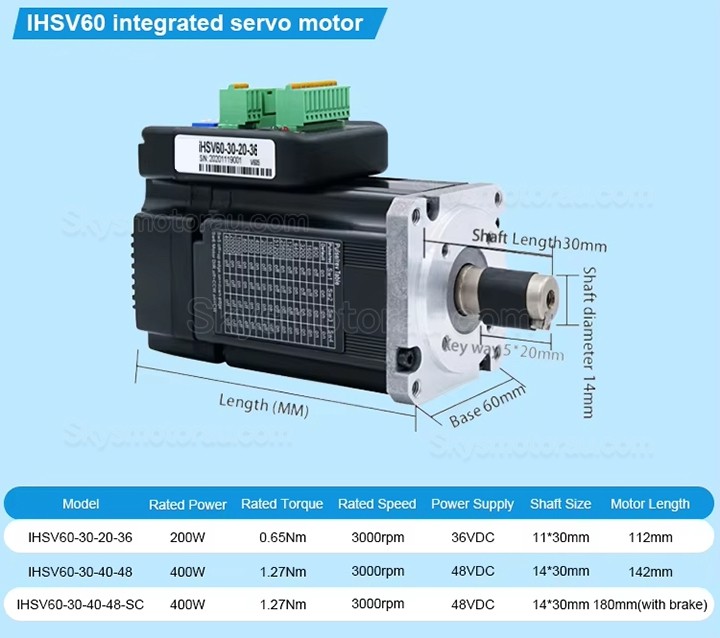 Nema 23 60mm 36V 200W Integrated Easy Servo Motor JMC iHSV60-30-20-36 0.65N.m 3 Phase 3000RPM